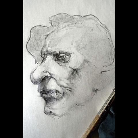 portrait drawing of an ogr-looking creature