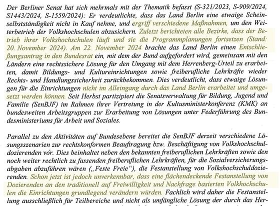 Das Bild zeogt eine halbe Seite eines dreisitigen Senatsantwort auf die Petition. Die ganze Begründung kann man über den Link des Toots lesen