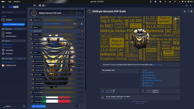 Schermata di TeamSpeak 6 del Server degli OldStyle