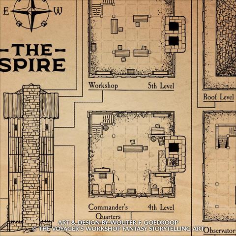A closeup of my dungeon/battle maps of the Spire, made possible by my Patreon supporters.