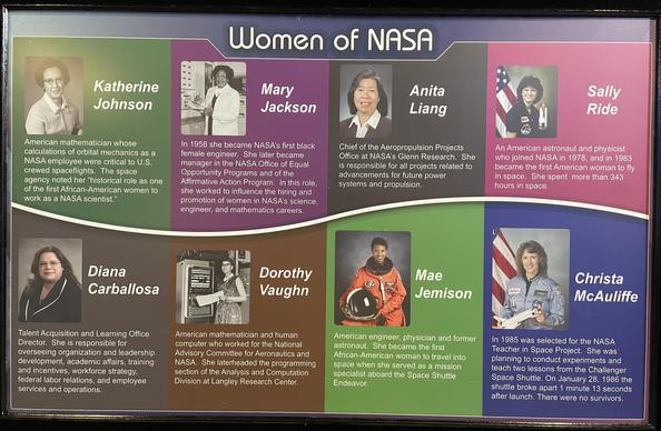 Poster of “Women of NASA” - full text for eight names presented in comments by heroic helpers, as my server choked on all 8 bios.