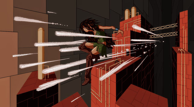 Marika jumping through the Gas Plant