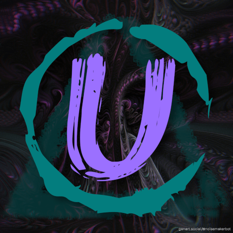 New #Avatar / #Icon with a broken jagged circle around a brushed capital U, and an abstract background. One of Eight