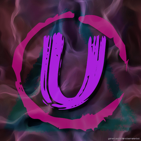 New #Avatar / #Icon with a broken jagged circle around a brushed capital U, and an abstract background. Four of Eight