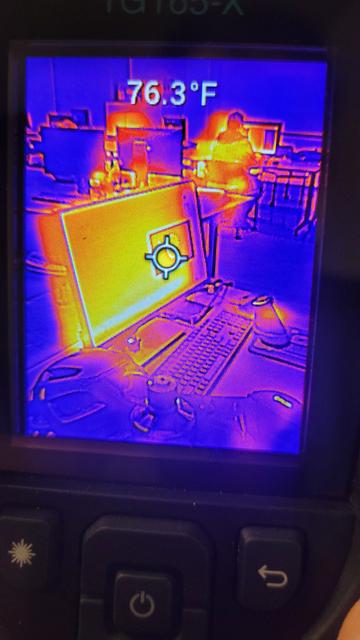 Computer and humans seen on. FLIR display