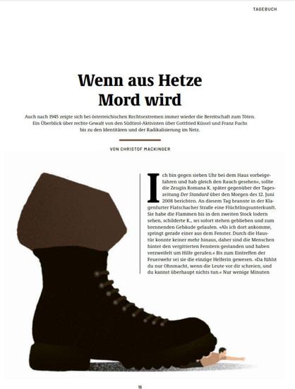 Screenshot zeigt einen stilisierten Springerstiefel, der einen Mensch zu Boden tritt