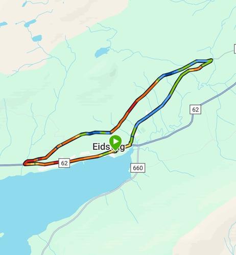 Screenshot of a map with the route I ran.
