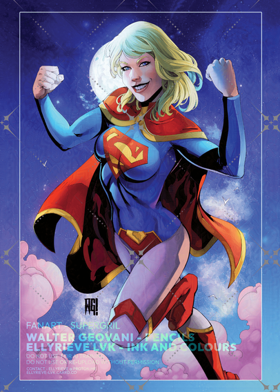 Super girl fanart. Pencils by Walter Geovani, inks and colours by Ellyrieve LVK