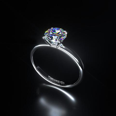 Diamond engagement ring, rendered using Optane in Blender (8192 samples. PMC Kernel, value of 24 for Diffuse, Glossy and Scatter. GI Clamp set to 1. Render time: 2 hours 15 minutes)