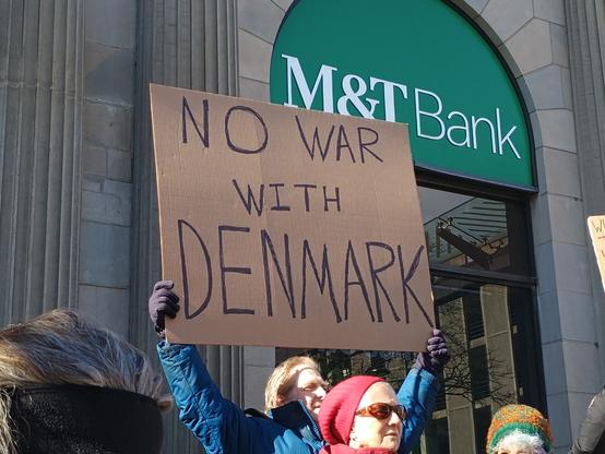 A sign that reads:
No War With Denmark