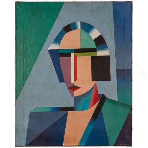 Screenshot of a painting by an unknown Russian artist. The painting is believed to be an abstract portrait of of poet Anna Akhmatov c. 1920s