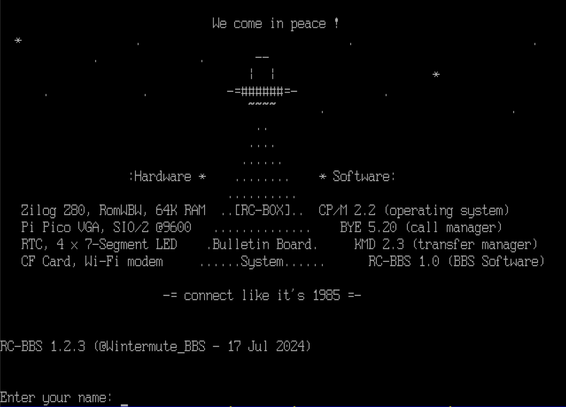 Screenshot of the ASCII login banner of RC-BOX BBS

Telnet address: rc2014.ddns.net:2014