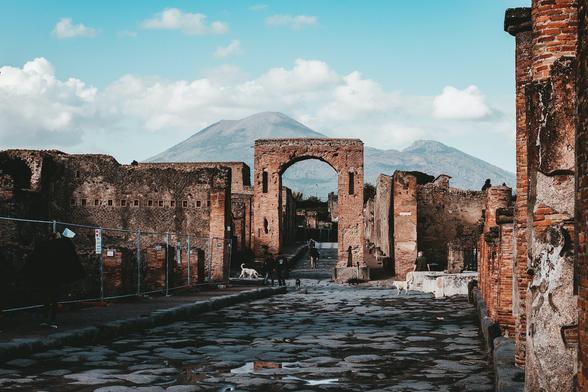 photo - parts of excavated Pompeii, Italy