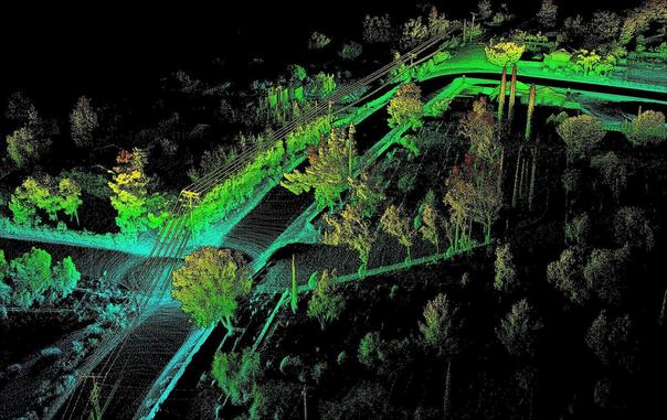 example of a LiDAR point cloud, coloured, 3D