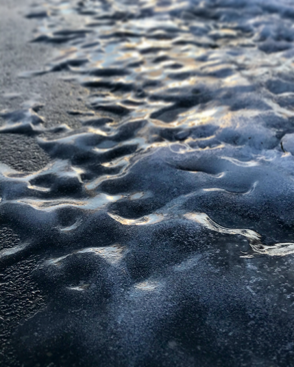 Close up of treacherous ice buildup on walking path very near to the Salish Sea. While I was gathering myself I thought I should get a pic. 🫤