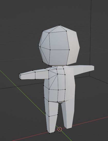an image showing the wireframe for a chibi model for use in Xenith Awakening