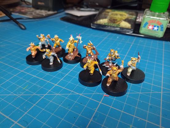 Painted ewok minis for star wars legion left side view.