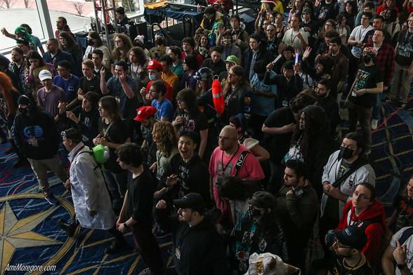 View of the crowd in Chipspace from 20 feet up