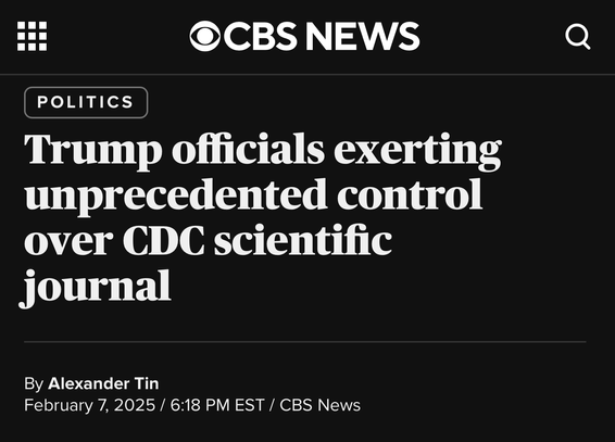 Trump officials exerting unprecedented control over CDC scientific journal
By Alexander Tin
February 7, 2025 / 6:18 PM EST / CBS News