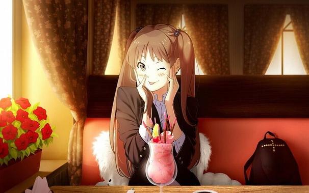 Waifu winks one eye