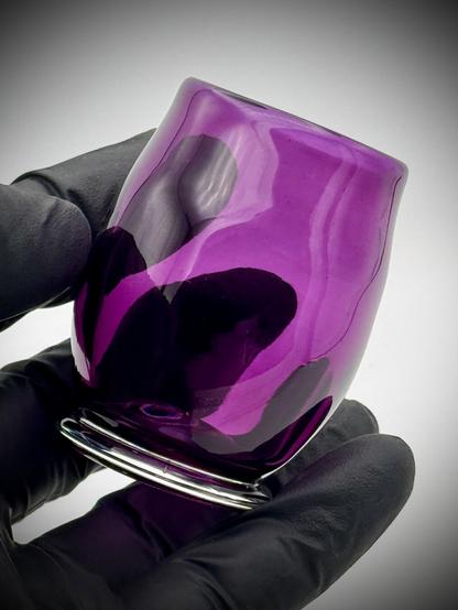 Gold purple shotglass with clear glass base