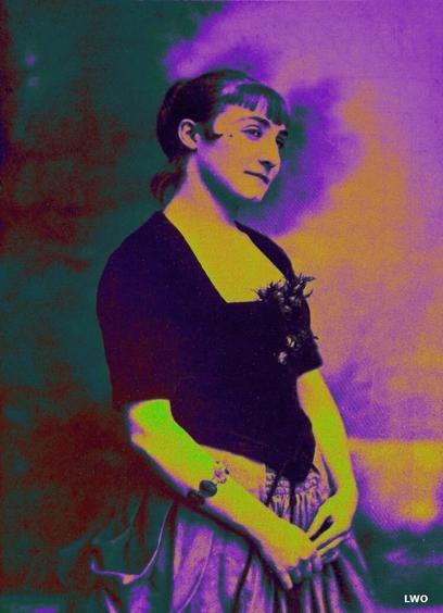Portrait of Rachilde (aka Marguerite Eymery), writer. A painting by LWO (https://www.LWO-station.com) from his "women artists" series, based from a black and white photo of Emile Cohl near 1890. 
* * * * * * * * * 
Portrait de Rachilde (aka Marguerite Eymery), écrivaine. Une peinture par LWO (https://www.LWO-station.com) de sa série "femmes artistes", réalisée à partir d'une photo en noir et blanc de Emile Cohl vers 1890.