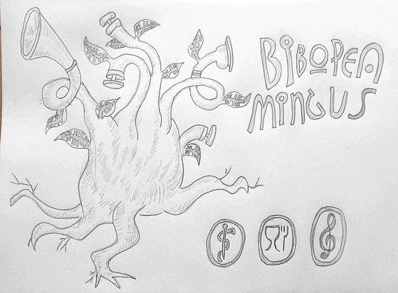 Gribouillis d'une fiche botanique fantaisiste.