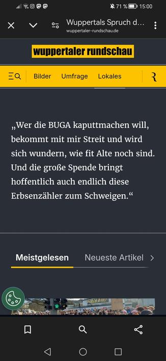Zitat Peter Jung in Wuppertaler Rundschau