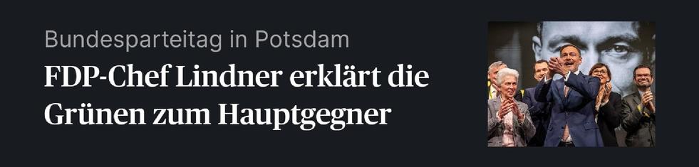 Bundesparteitag in Potsdam FDP-Chef Lindner erklärt die Grünen zum Hauptgegner