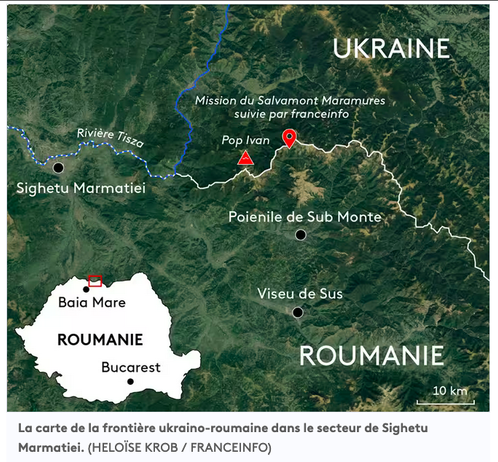 La carte de la frontière ukraino-roumaine dans le secteur de Sighetu Marmatiei.
Crédits: HELOÏSE KROB / FRANCEINFO