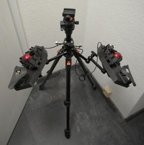My Svalboard mount for sitting - I just place this in front of my chair. I'm using Manfrotto-style quick release clamps to easily swap from this to my standing setup.