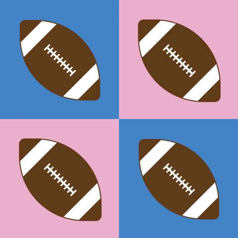 Our pink football and blue football designs are shown in an alternating pattern.