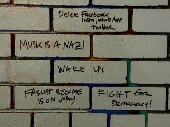 Delete Facebook
Insta, WhatsApp, Twitter(X)
Musk is a Nazi
Wake up!
Fascist regime is on the way
FIGHT for Democracy!