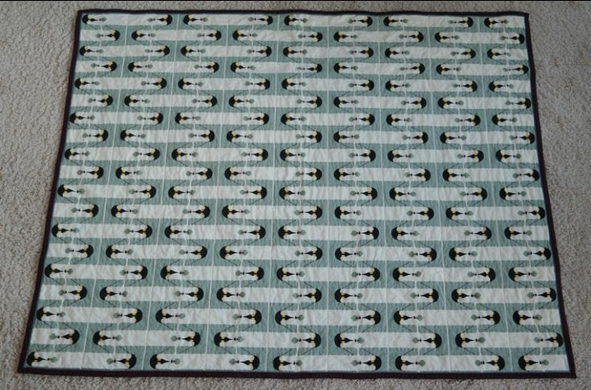 Quilt "penguins", 107x135 cm, Vorderseie