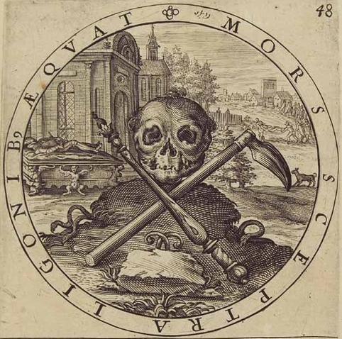 mors sceptra ligonibus æquat -- Gabriel Rollenhagen, &quot;Nucleus emblematum selectissimorum&quot; (1615)