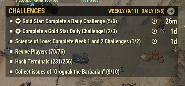 List of weekly Gold Star quests (2/3) but last one can't be completed due to paywall shown in previous picture.