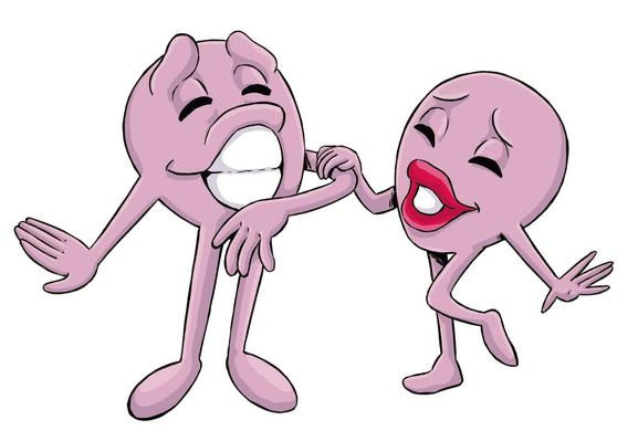 An illustration of a couple of creature in a cartoony style