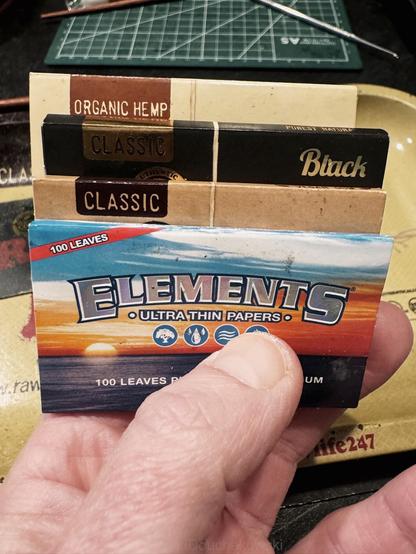 Raw organic hemp single wide rolling papers, Raw classic black,Raw Classic and Element rice single wide rolling papers