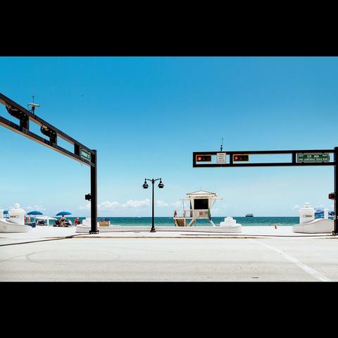 Flororida beach with a street view 
Fort Lauderdale, Florida, USA