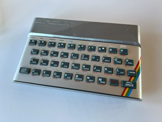 Replica Sinclair ZX Spectrum case, rubber keyboard and face plate, in silver.