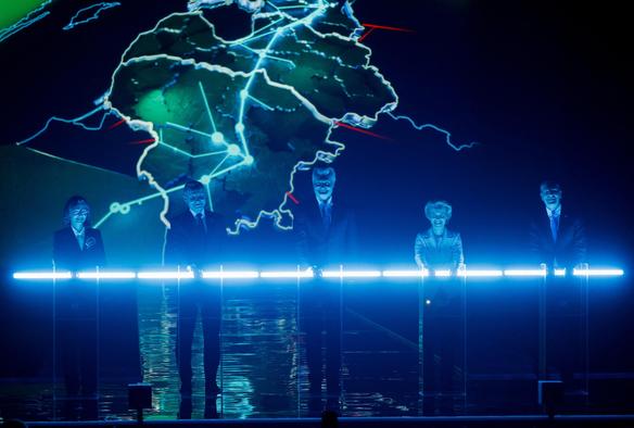 Estonian Minister of Climate Alender, Polish President Duda, Lithuanian President Nauseda, European Commission President von der Leyen, Latvian President Rinkevics during ceremony of disconnecting from Russian energy grid. (Source: Getty Images)