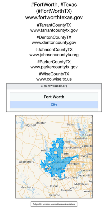 Screenshot of map showing location of Fort Worth, Texas (from Wikipedia).