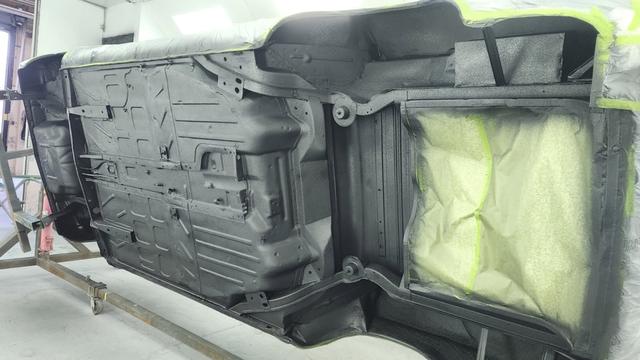 Corvair after underside repair and paint