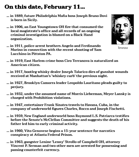 Collection of crime history items from February 11.