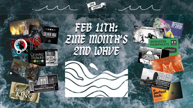 A collage of 14 different projects launching for Zine Month 2025 on February 11.