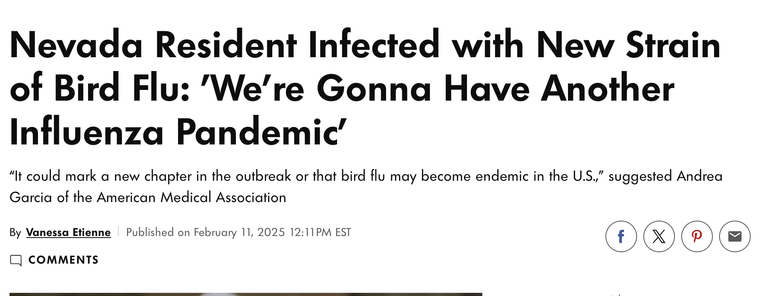Nevada Resident Infected with New Strain of Bird Flu: "We’re Gonna Have Another Influenza Pandemic’

“It could mark a new chapter in the outbreak or that bird flu may become endemic in the U.S.” suggested Andrea Garcia of the American Medical Association