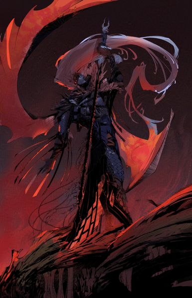 Colour layouts for a fanart piece featuring Anomander Rake from Malazan book of the fallen. Fan art and fan design by Ellyrieve LVK