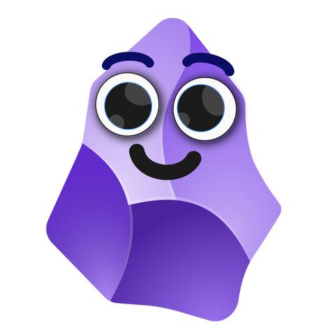 The logo of the obsidian.md app, but with a cute face.