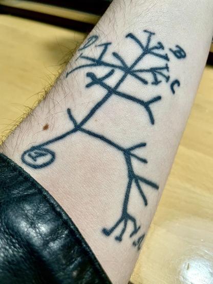Tatuaje en mi antebrazo. Descripción en el texto.