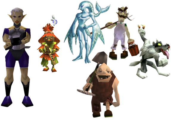 Clipped out images of all the characters from Zelda that are mentioned in the blog post